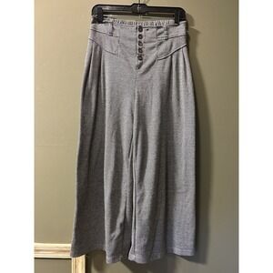 Anthropologie Maeve Wide Crop Leg Pants Sm Plaid White Black Pull On High Waist